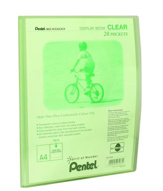 pentel-recycology-dcf242-portalistino-a4-20-buste-verde-limone image 1