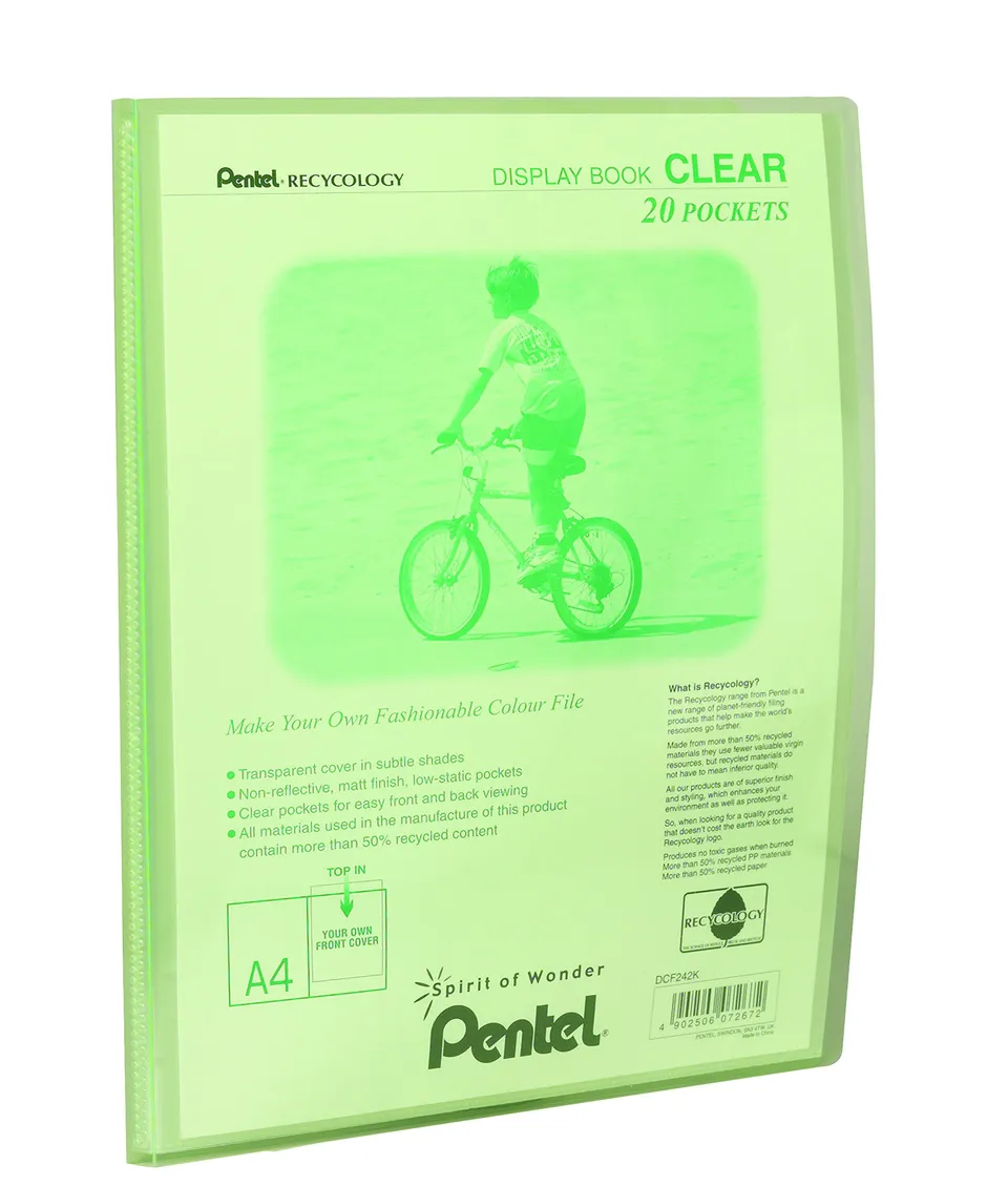 pentel-recycology-dcf242-portalistino-a4-20-buste-verde-limone image 1