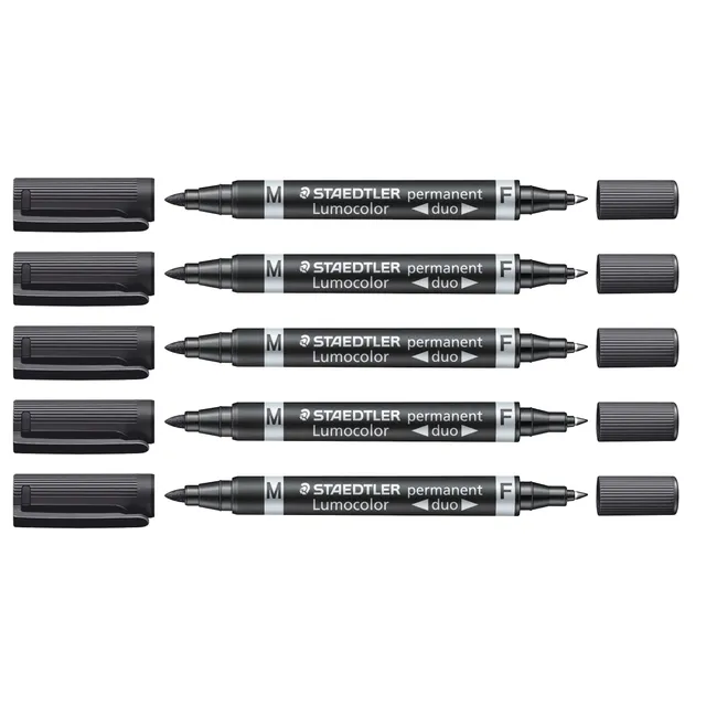 staedtler-lumocolor-duo-pennarello-permanente-nero-5-pezzi-doppia-punta image 1