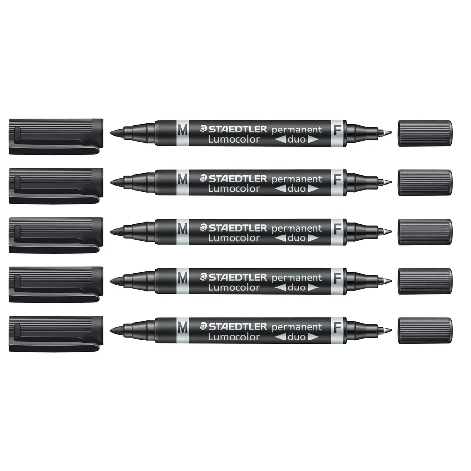 staedtler-lumocolor-duo-pennarello-permanente-nero-5-pezzi-doppia-punta image 1