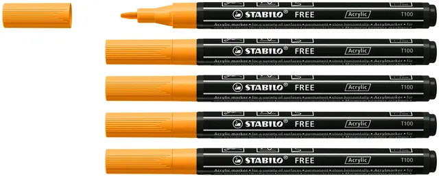 stabilo-free-acrylic-t100-marker-acrilico-1-2-mm-5-pz-arancione image 1