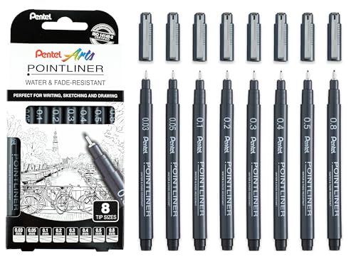 pentel-pointliner-s20p-fineliner-neri-set-8-punte-0-03-0-8-mm-pigment-liner image 7