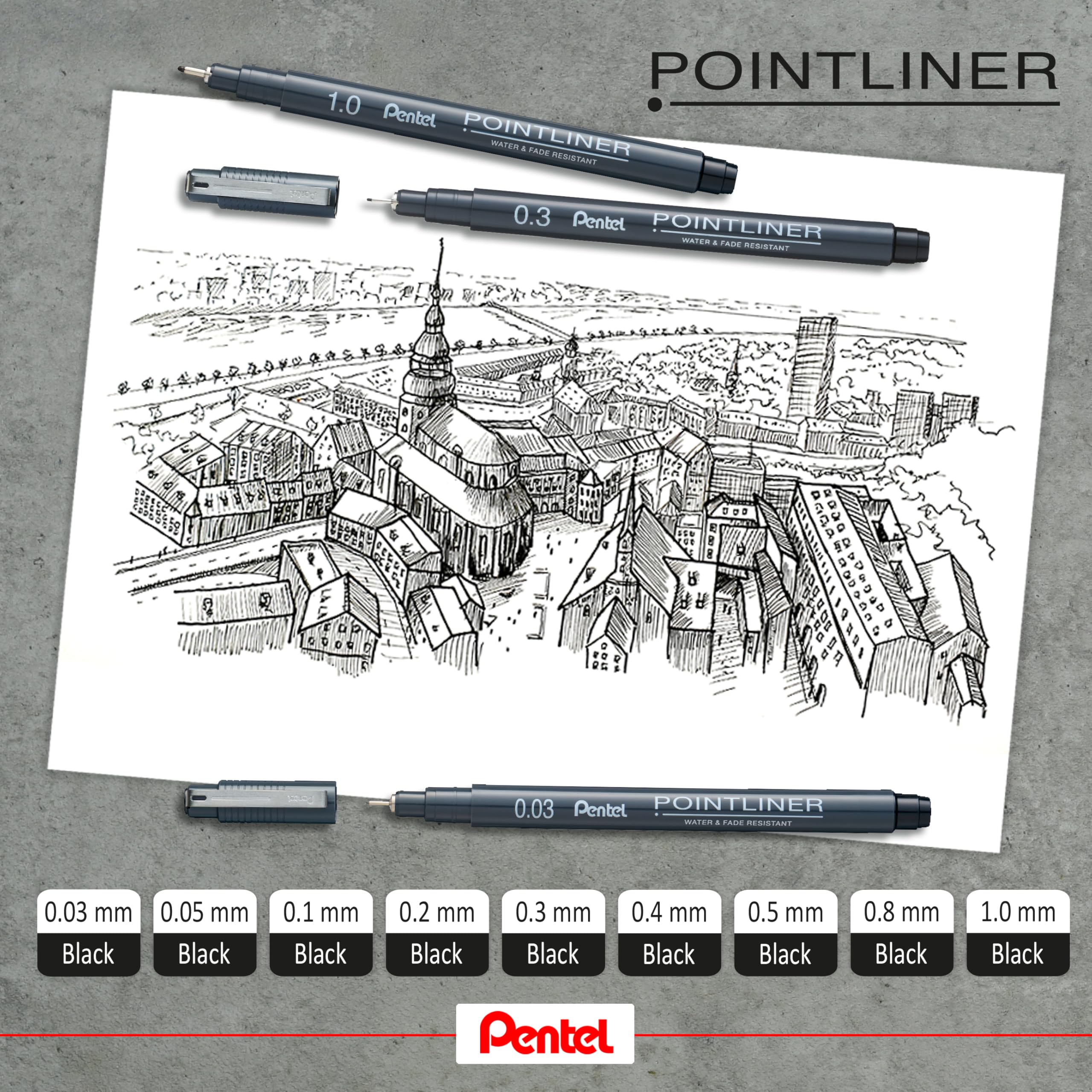 pentel-s20p-pointliner-nero-punta-0-03-mm-set-12-pezzi image 2