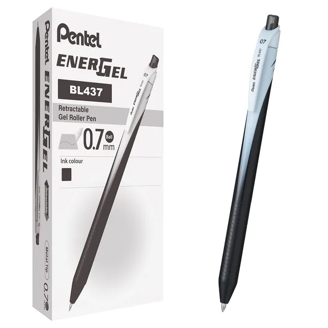 pentel-energel-slim-bl437-roller-a-scatto-0-7-mm-nero-confezione-12-pezzi image 1