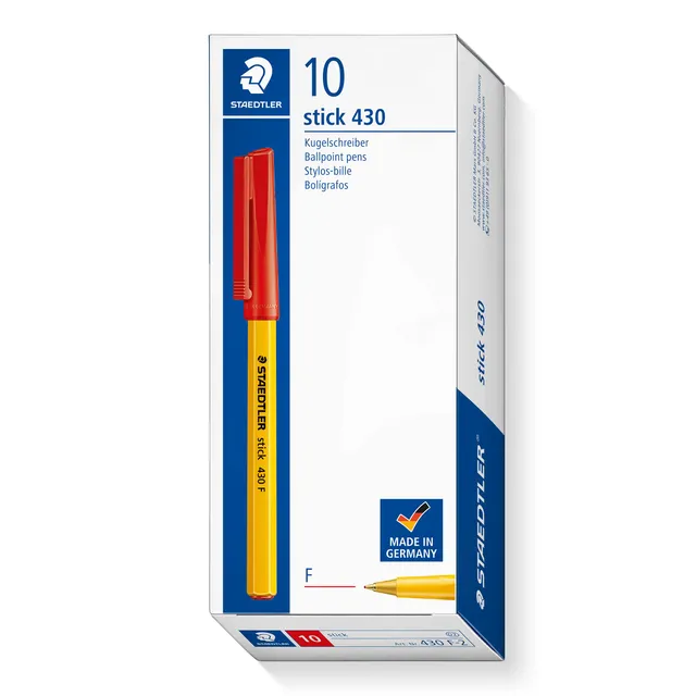 staedtler-stick-430-f-2-penna-a-sfera-punta-fine-confezione-10-pezzi-rosso image 1