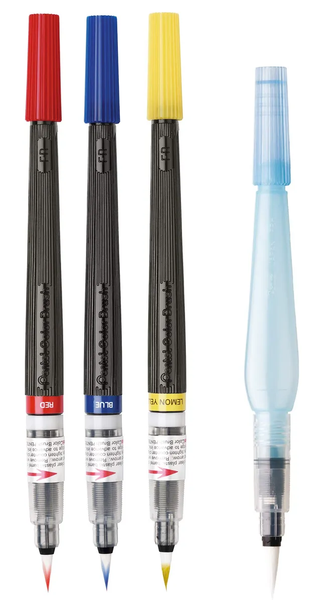 pentel-colour-brush-gfl-set-3-pennelli-aquash-water-brush-in-omaggio image 1