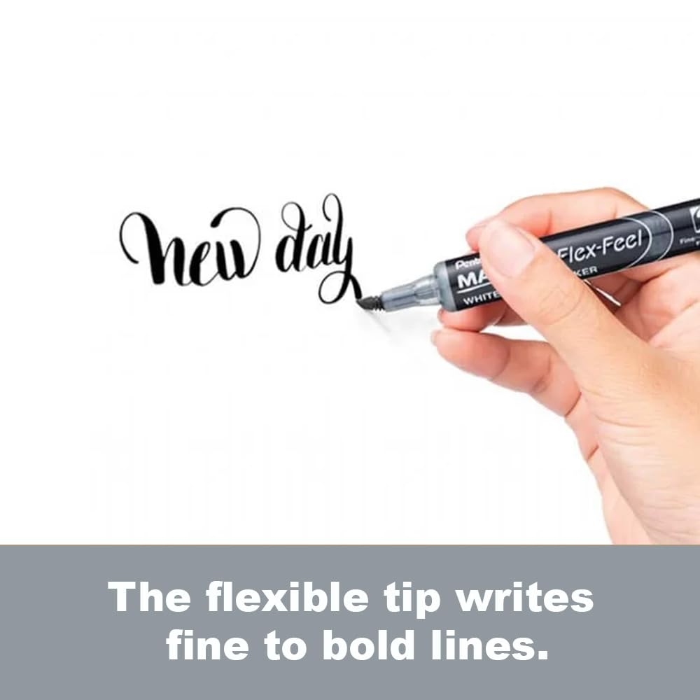 pentel-maxiflo-flex-feel-mwl5sbf-marcatore-lavagna-bianca-nero-12-pezzi image 3