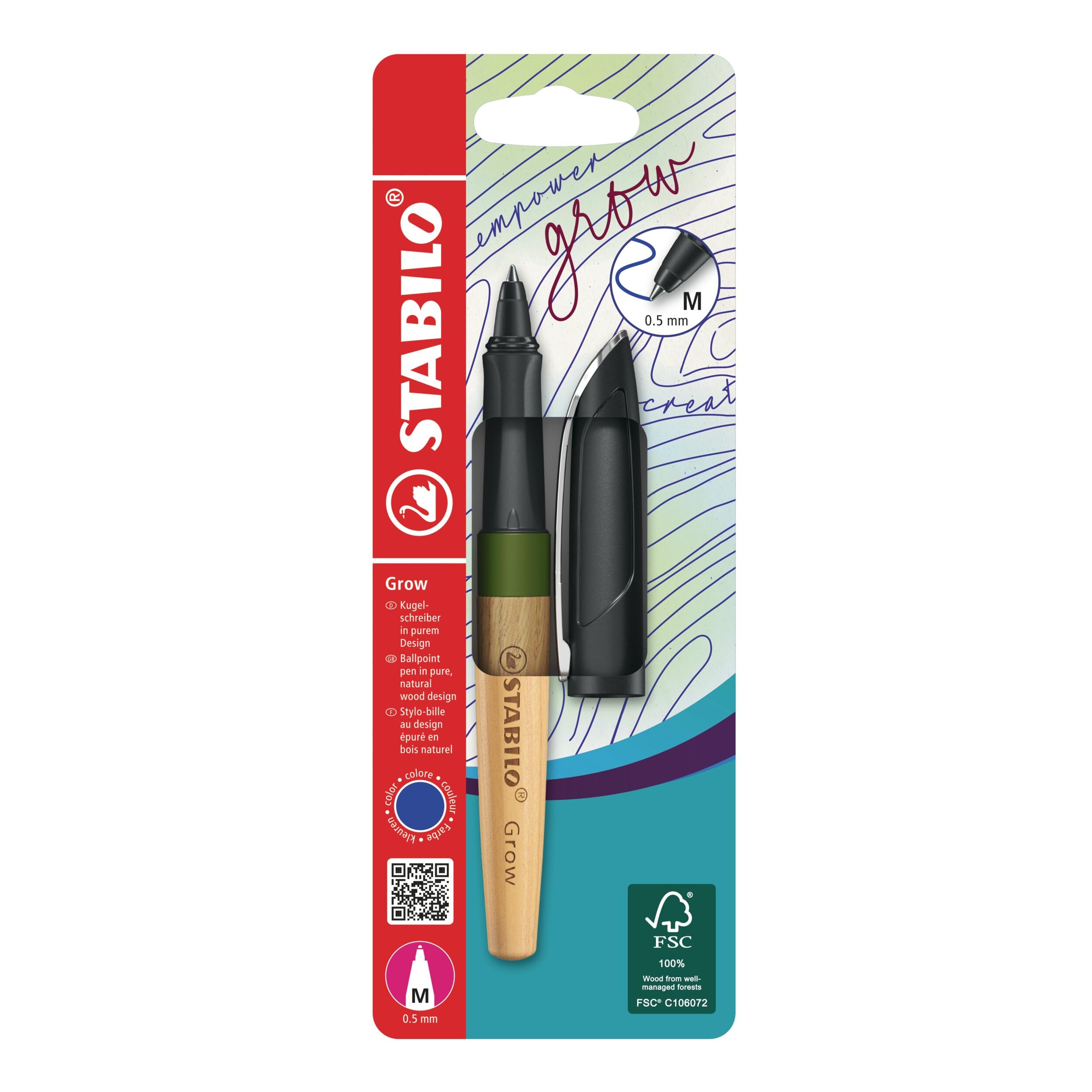stabilo-grow-penna-a-sfera-ecosostenibile-fusto-legno-fsc-inchiostro-blu image 1