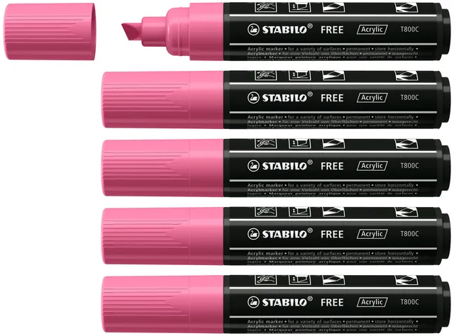 stabilo-free-acrylic-t800c-marker-acrilico-punta-a-scalpello-4-10-mm-confezione- image 1