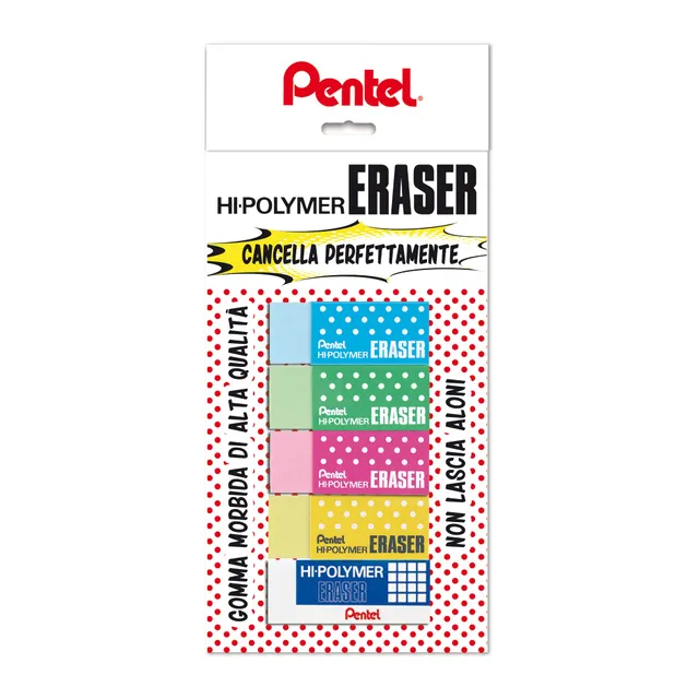 pentel-hi-polymer-zeh-05cm-mini-gomme-colorate-5-pezzi image 1