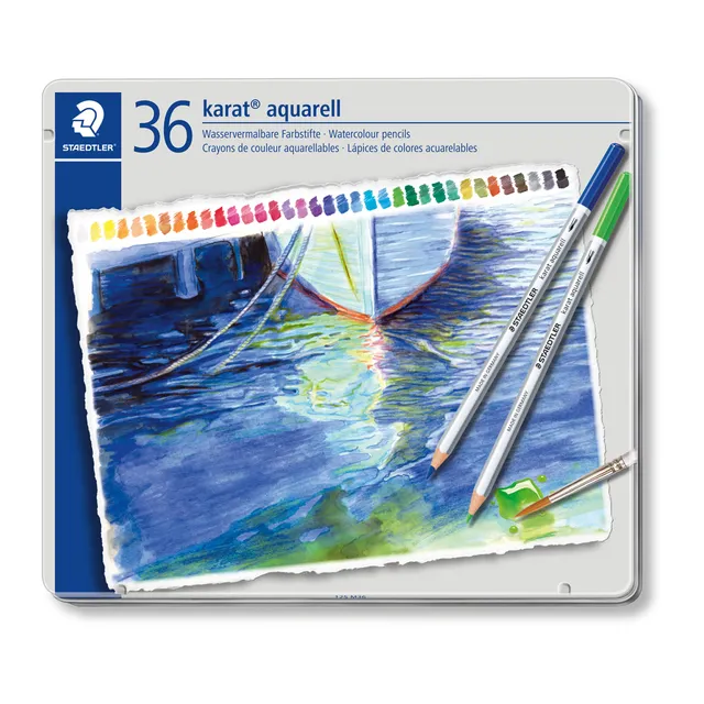 staedtler-karat-set-36-matite-colorate-acquerellabili-in-astuccio-latta image 1