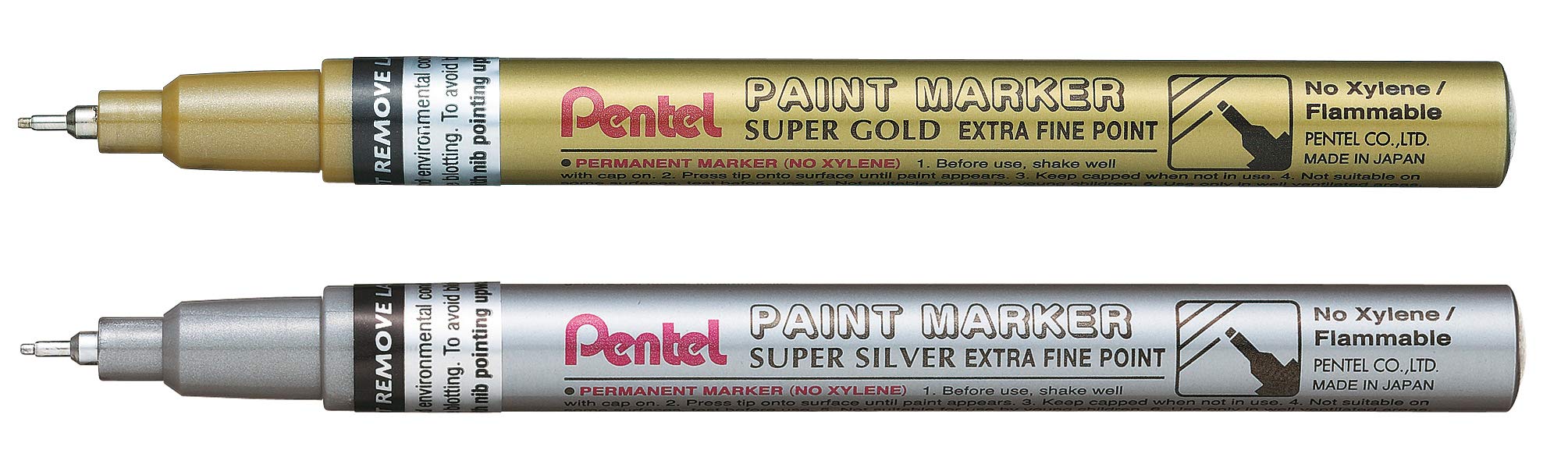 pentel-mfp10-marcatore-a-vernice-permanente-punta-extra-fine-0-6-mm-oro-e-argent image 1
