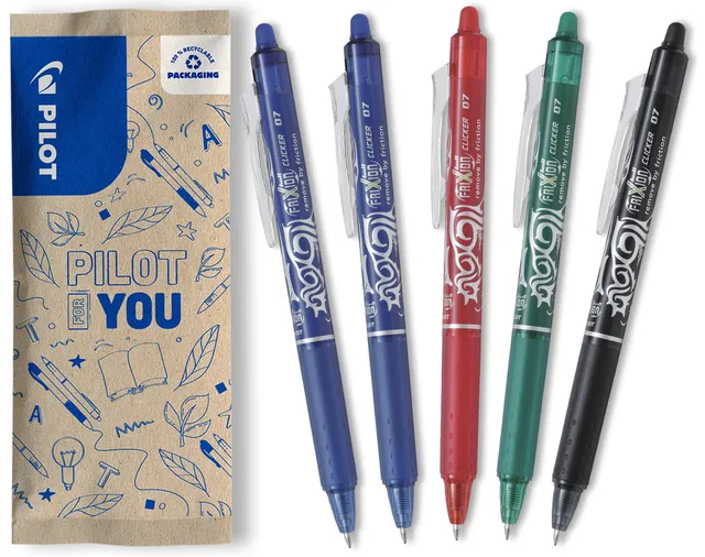 pilot-frixion-ball-clicker-0-7-set-5-penne-cancellabili-ricaricabili-nero-blu-ro image 1