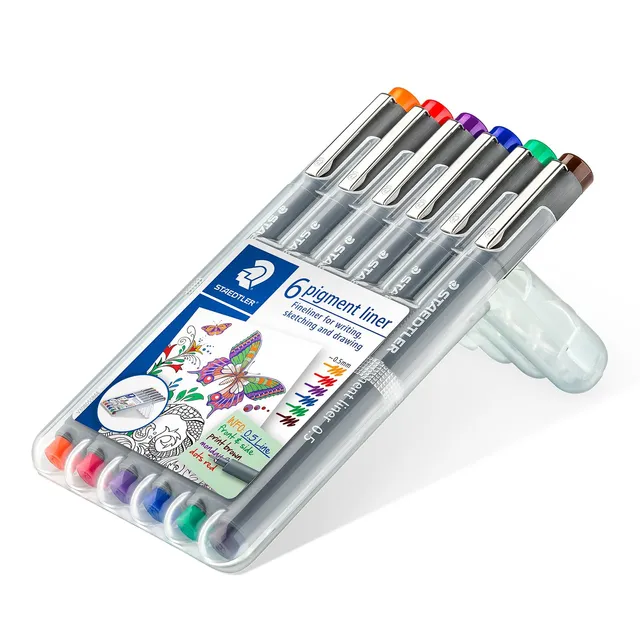 staedtler-pigment-liner-fineliner-0-5-mm-set-6-pezzi-colorati image 1