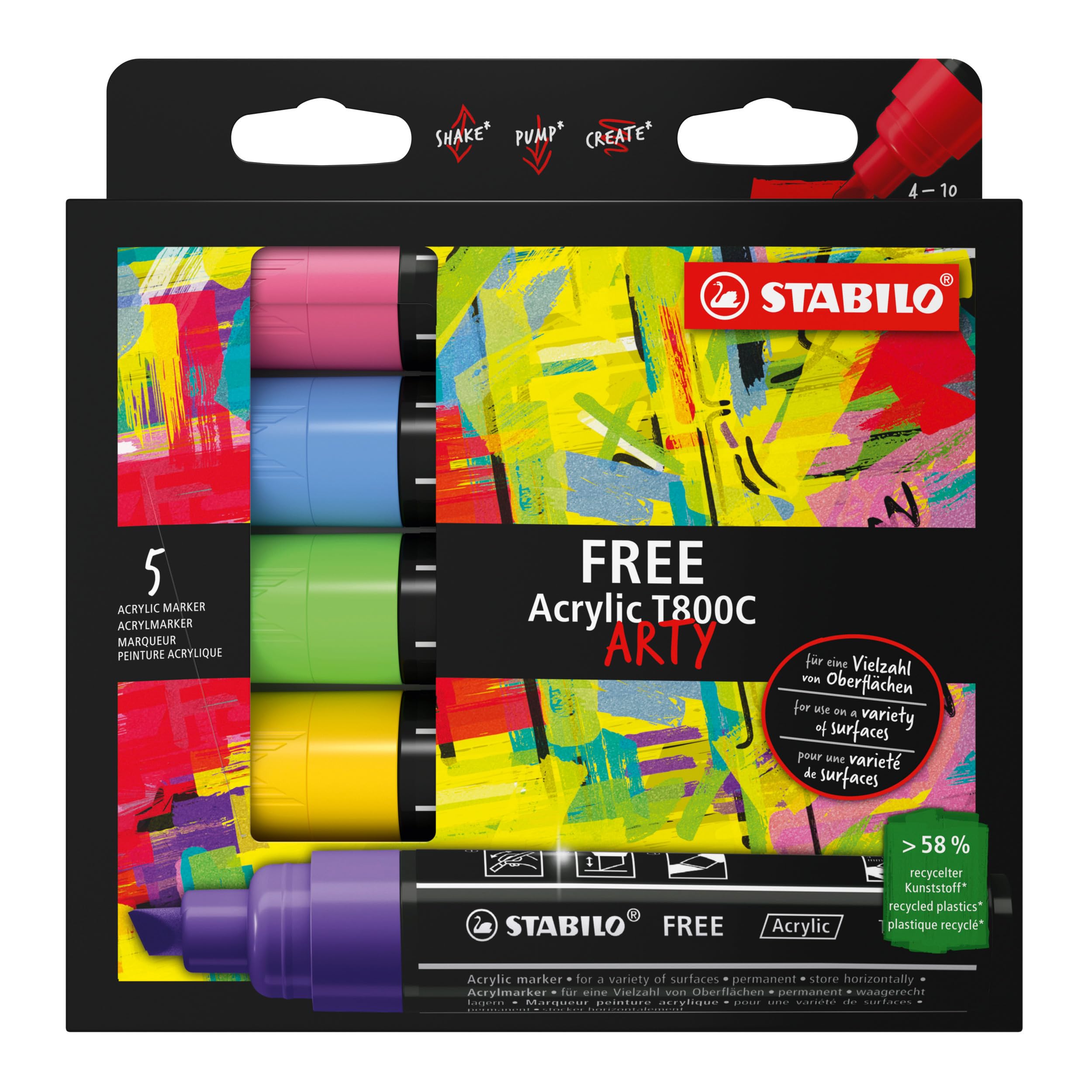 stabilo-free-acrylic-t800c-marker-acrilico-punta-a-scalpello-4-10-mm image 1