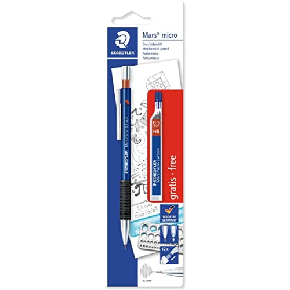 staedtler-mars-micro-portamine-0-7-mm-blu-con-mine-hb-e-gommino image 1