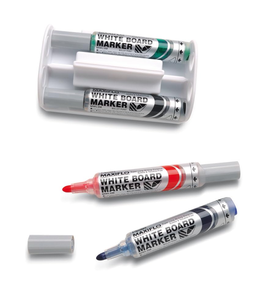pentel-maxiflo-mwl5m-marcatore-per-lavagne-bianche-punta-6-0-mm-set-4-pezzi-nero image 4