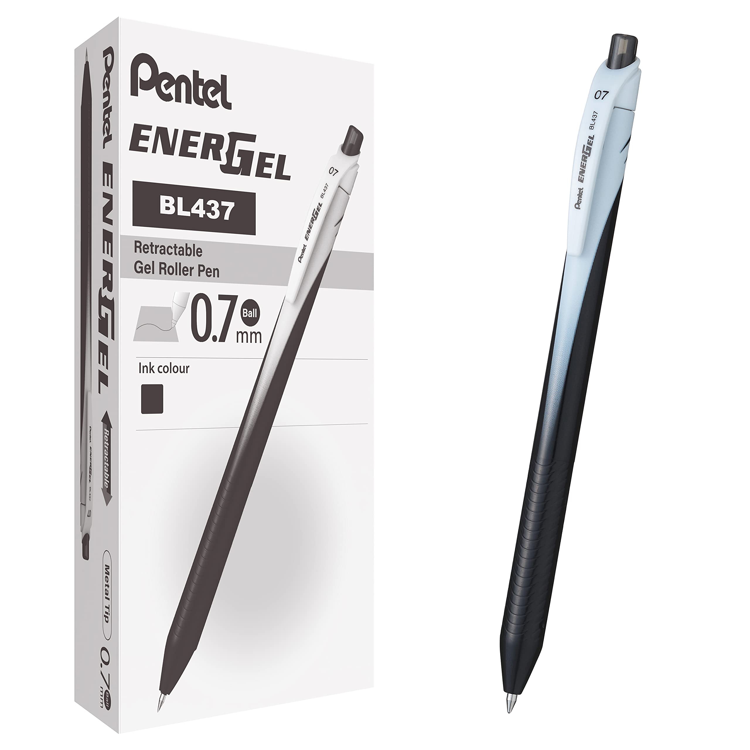 pentel-energel-slim-bl437-roller-a-scatto-0-7-mm-nero-confezione-12-pezzi image 1