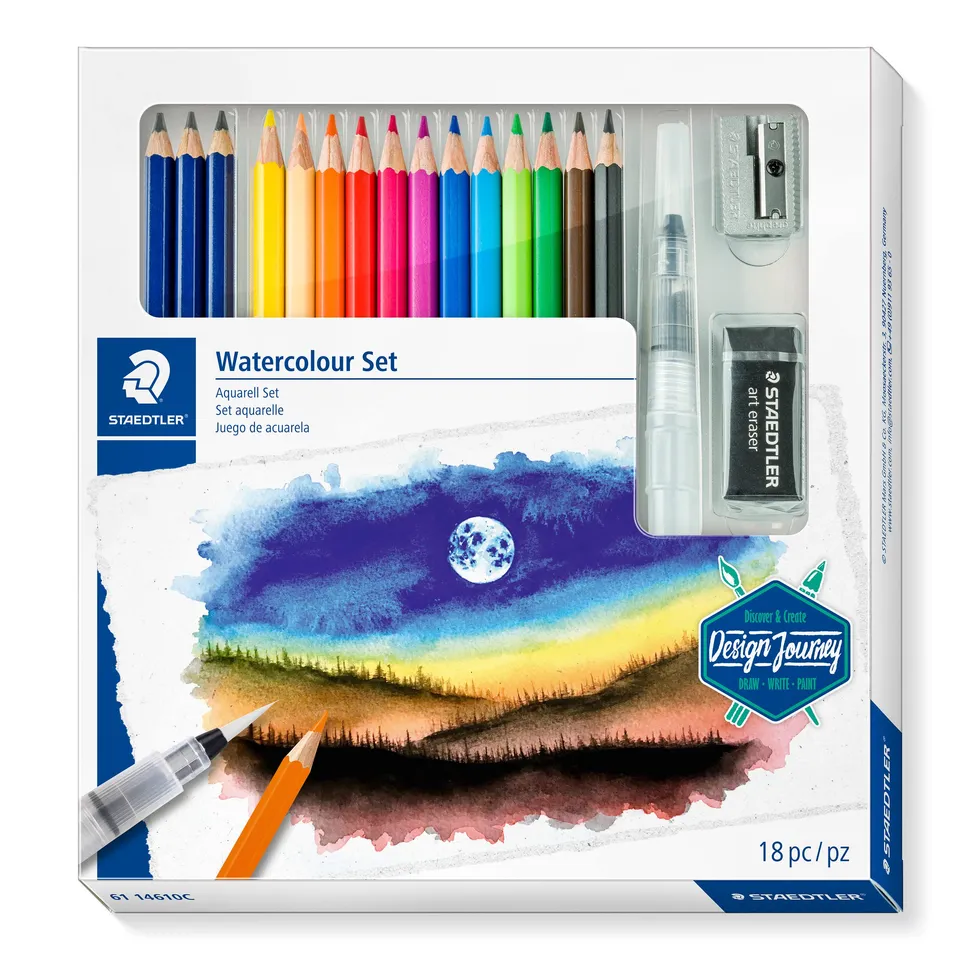 staedtler-design-journey-146-10c-set-acquerello-18-pezzi-con-pennello-ad-acqua image 1