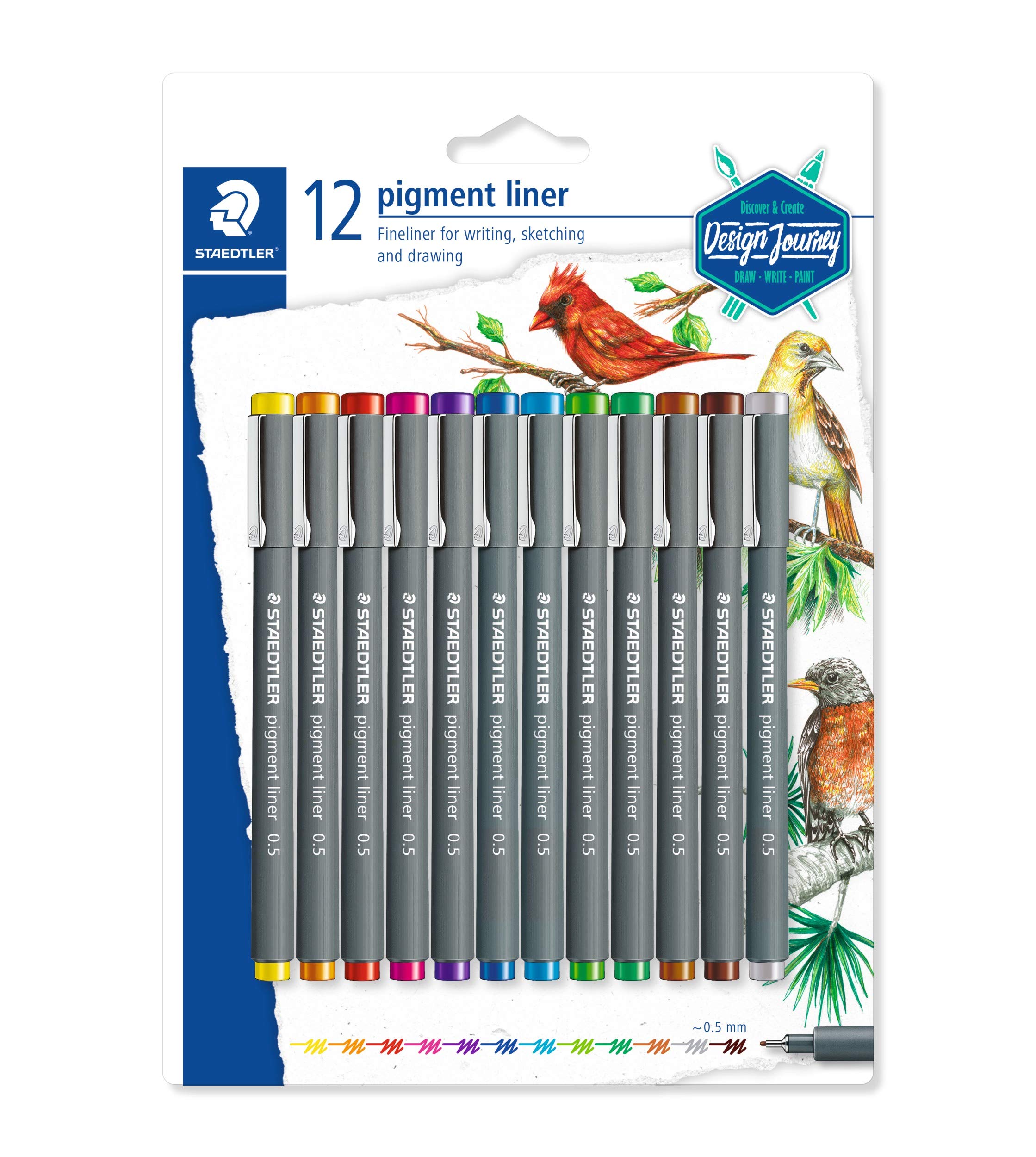 staedtler-pigment-liner-308-fineliner-0-5-mm-set-12-colori image 1