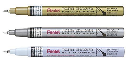 pentel-mfp10-paint-marker-punta-extra-fine-0-6-mm-set-3-pz-oro-argento-bianco image 8