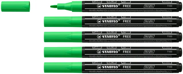 stabilo-free-acrylic-t100-marker-acrilico-1-2-mm-5-pz-verde-foglia image 1