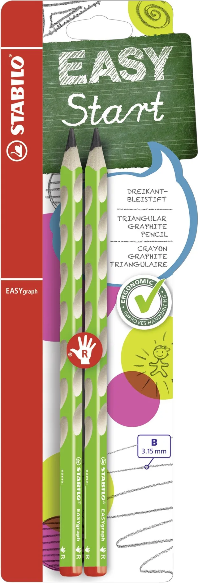 stabilo-easygraph-destrimani-verde-pack-da-2-matita-ergonomica-b image 1