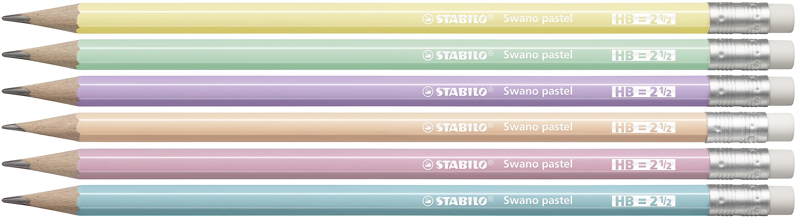 stabilo-swano-pastel-matita-con-gommino-hb-2-5-mm-6-colori-pastello image 2