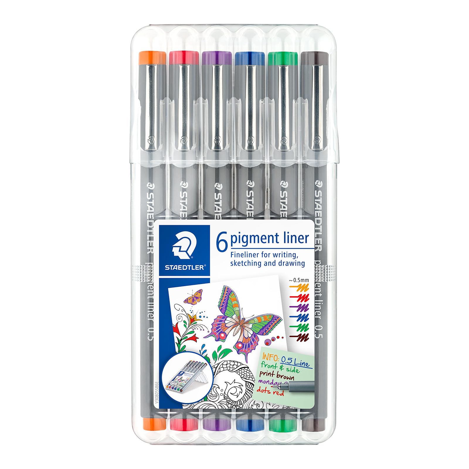 staedtler-pigment-liner-fineliner-0-5-mm-set-6-pezzi-colorati image 2