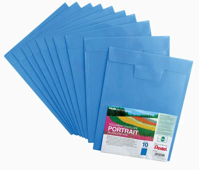 pentel-recycology-dcd64-buste-portadocumenti-a4-azzurro-10-pezzi image 1