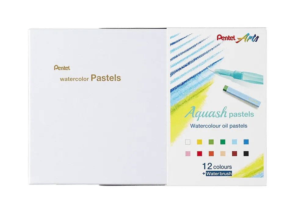 pentel-aquash-ghw1-kit-slim-e-watercolours-oil-pastel-12-colori image 1