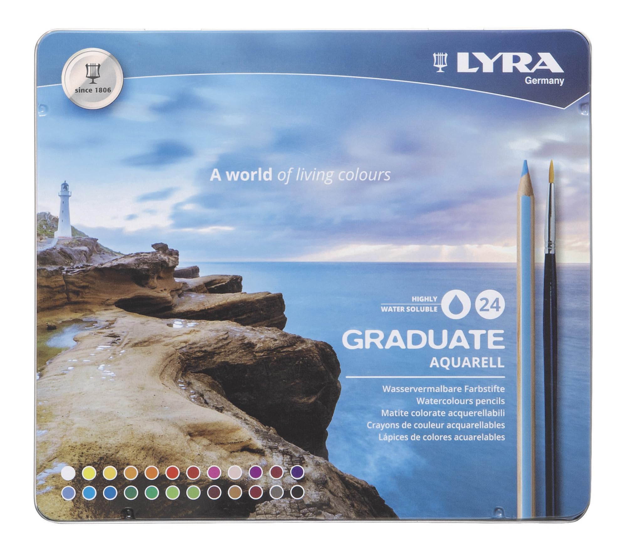 lyra-graduate-aquarell-matite-acquerellabili-24-colori-assortiti-in-astuccio-met image 1