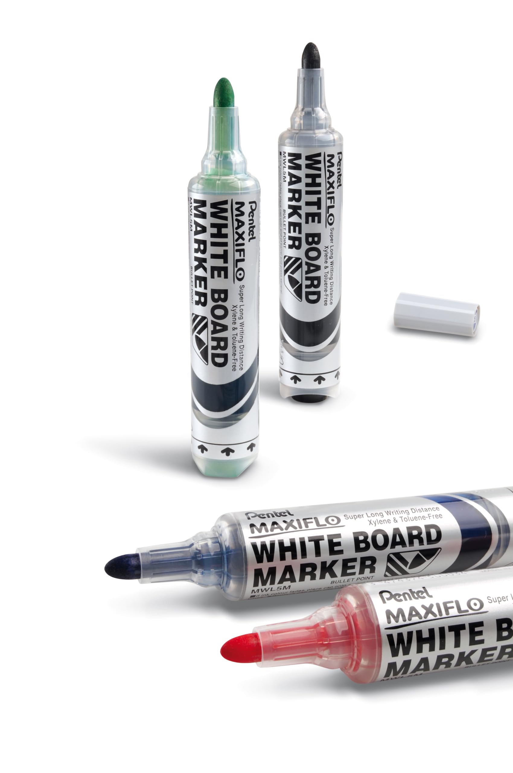 pentel-maxiflo-mwl5m-marcatore-lavagna-bianca-6-0-mm-4-pezzi-nero-rosso-blu-verd image 3