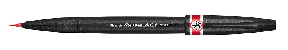 pentel-brush-sign-pen-artist-punta-a-pennello-extra-fine-set-4-pezzi-nero-aranci image 6