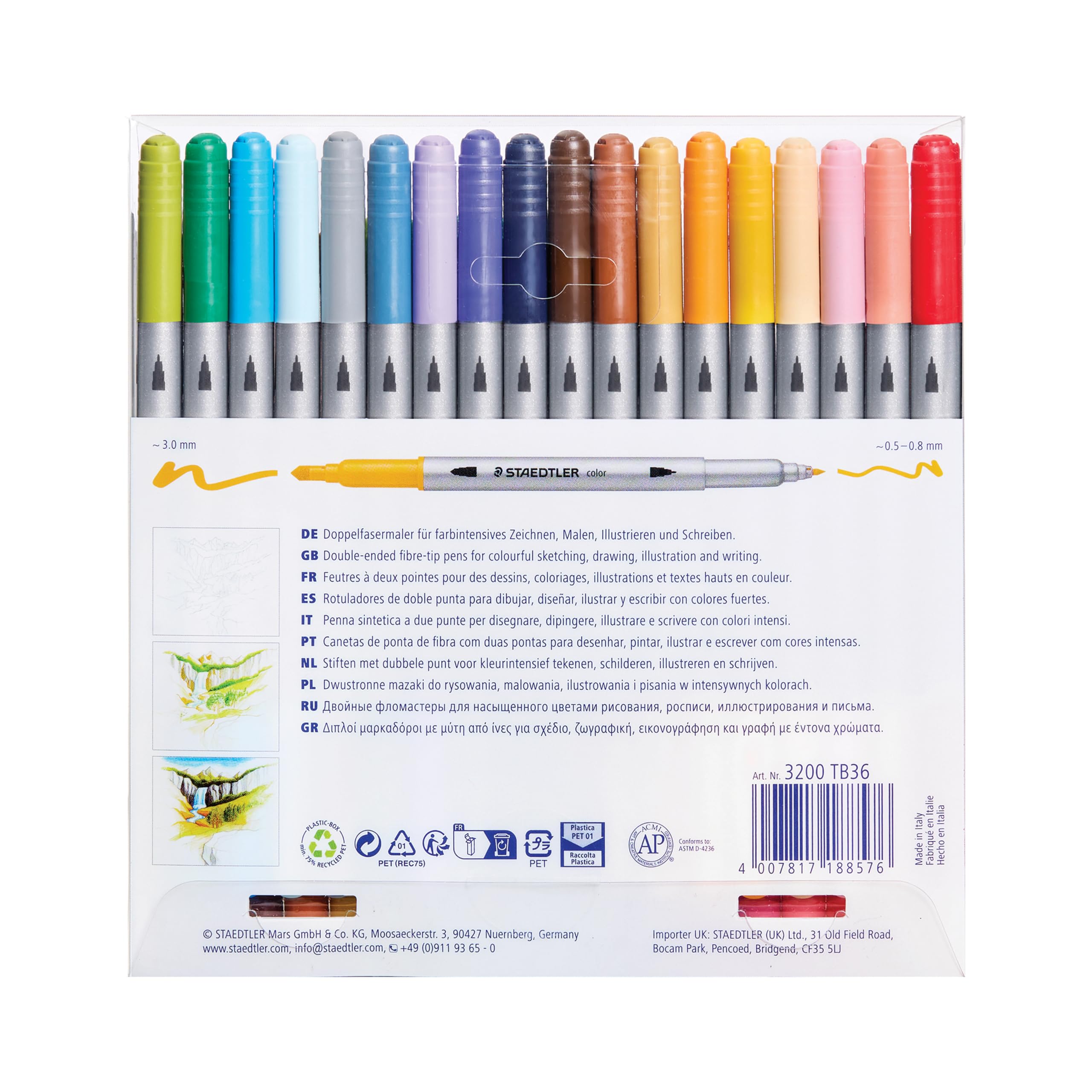 staedtler-3200-pennarelli-doppia-punta-36-colori-0-5-0-8-mm-e-3-0-mm image 2