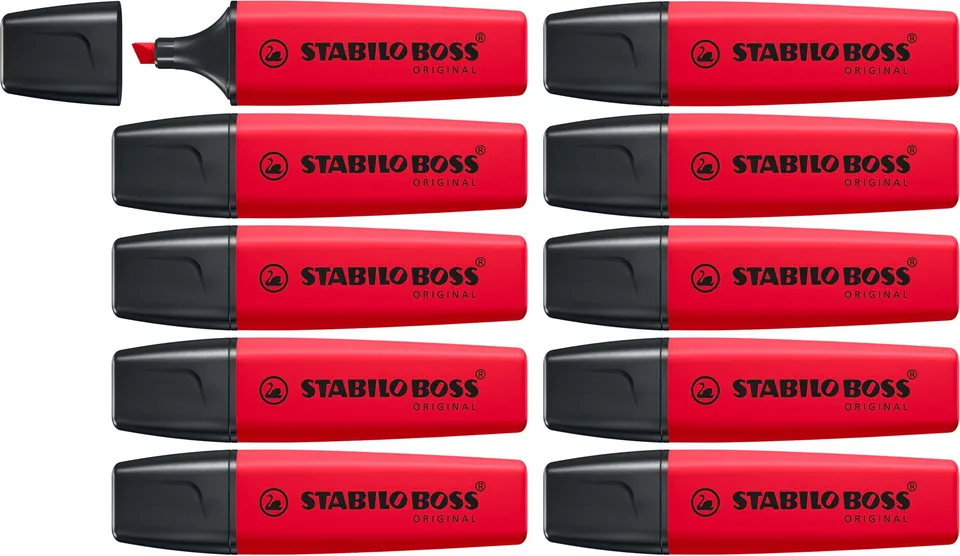 stabilo-boss-original-realred-evidenziatore-rosso-punta-a-scalpello-2-5-mm image 1
