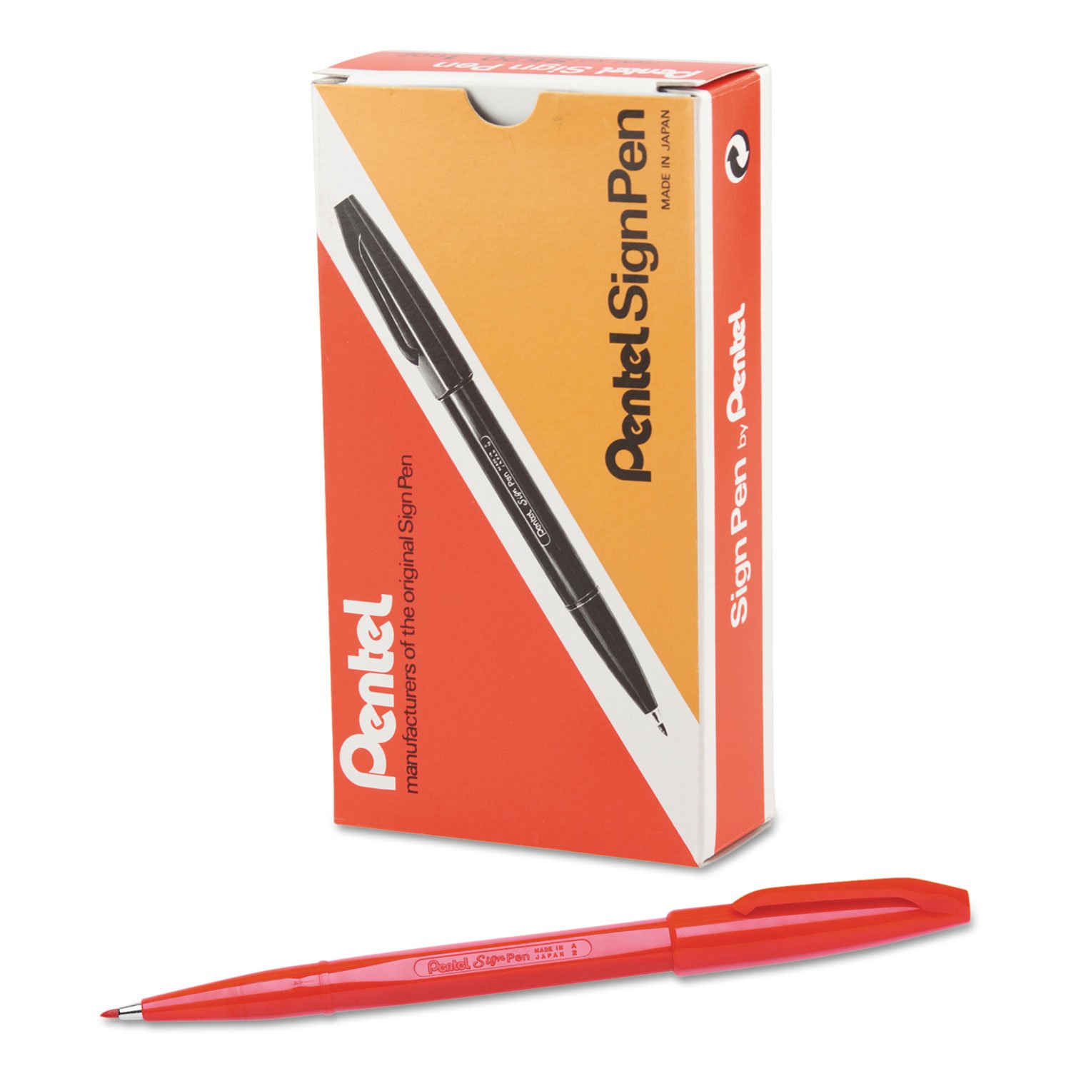 pentel-sign-pen-s520-pennarello-punta-fibra-rosso-confezione-12-pz image 3
