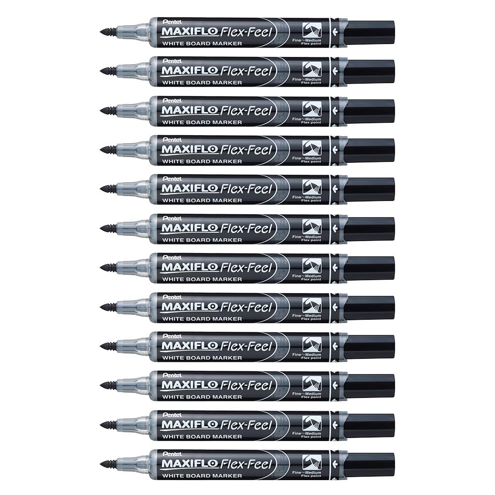 pentel-maxiflo-flex-feel-mwl5sbf-marcatore-lavagna-bianca-nero-12-pezzi image 1