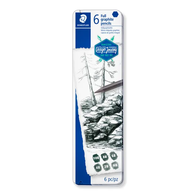 staedtler-100-g-m6-astuccio-metallo-6-matite-grafite-senza-legno image 1