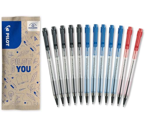 pilot-bps-matic-penna-a-sfera-retrattile-punta-fine-set-12-pezzi-nero-blu-rosso image 8