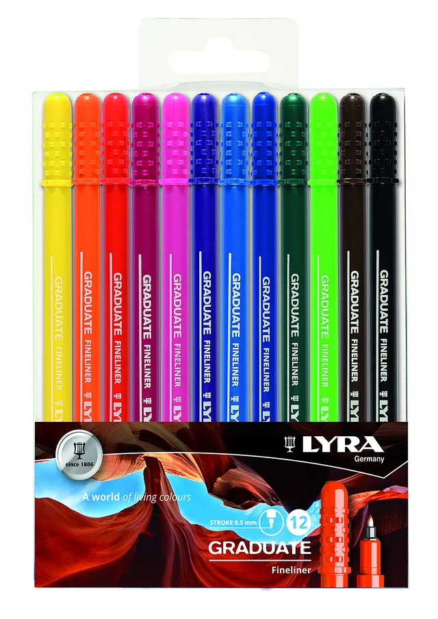 lyra-graduate-fineliner-pennarelli-punta-fine-12-pezzi-assortiti image 1