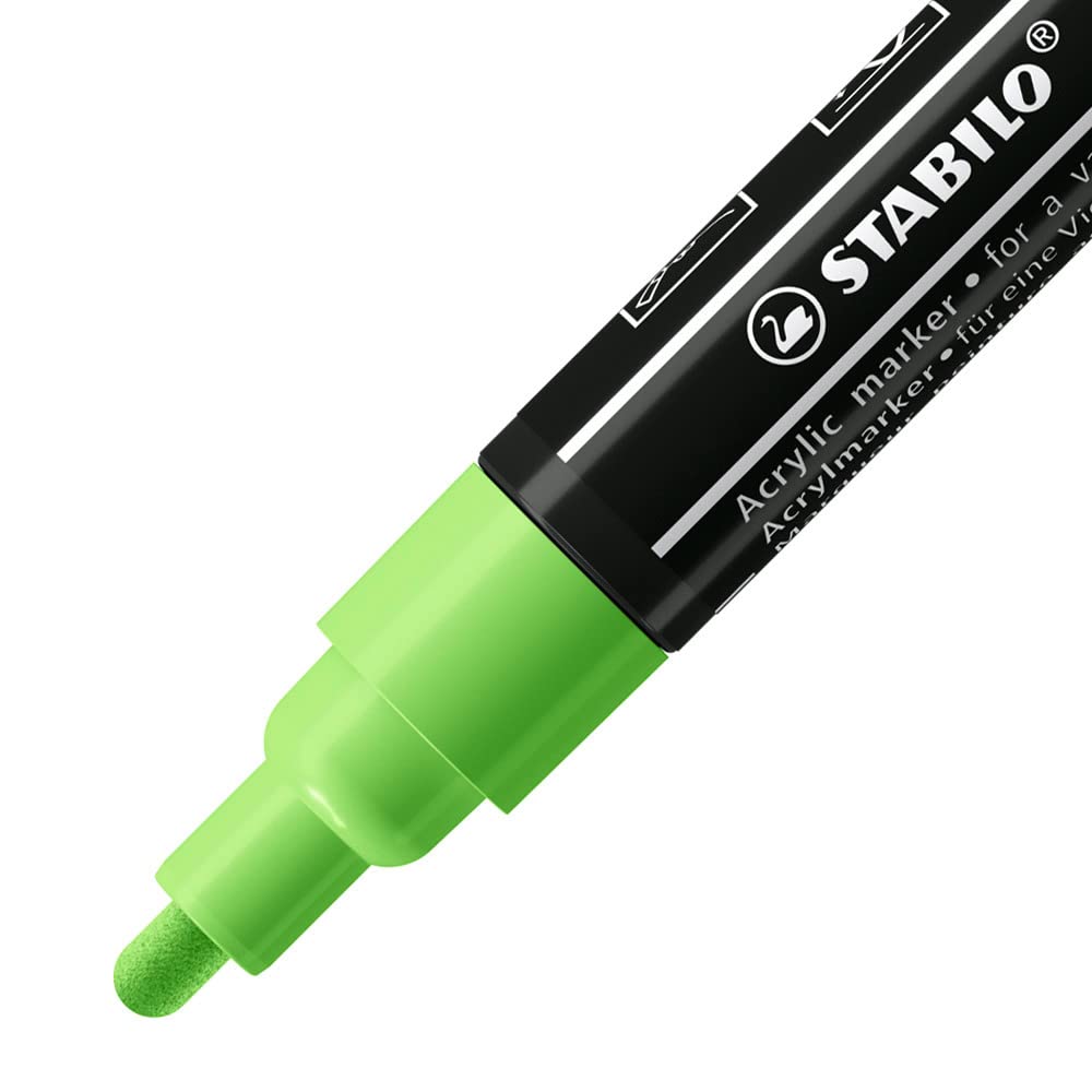 stabilo-free-acrylic-t300-verde-chiaro-2-3-mm-marker-acrilici-confezione-5-pezzi image 2