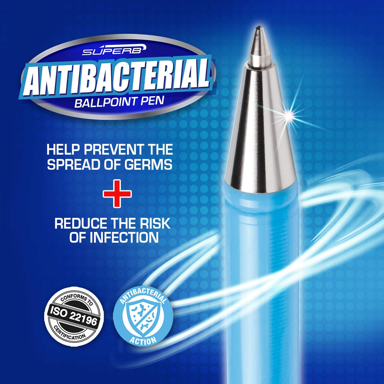 pentel-bk77ab-superb-antibacterial-penna-a-sfera-0-7-mm-blu-confezione-12-pz image 6