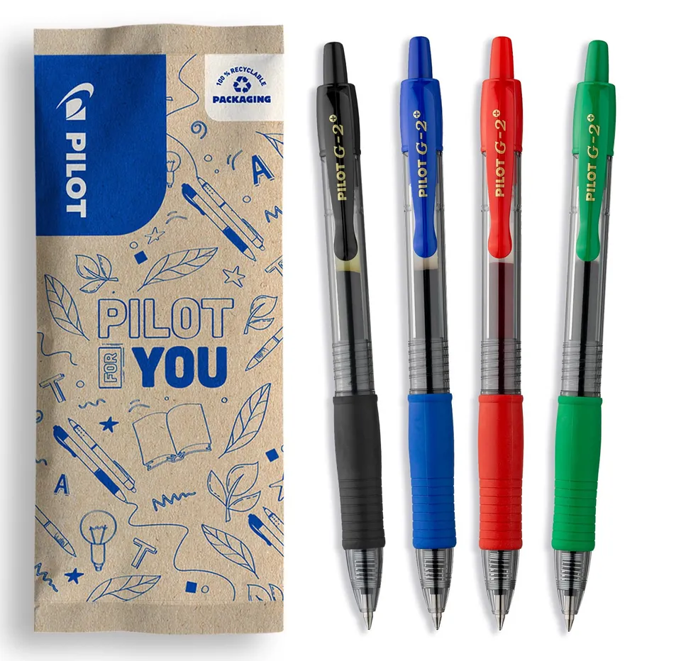 pilot-g-2-07-penna-gel-retrattile-0-7-mm-confezione-4-colori-nero-blu-rosso-verd image 1
