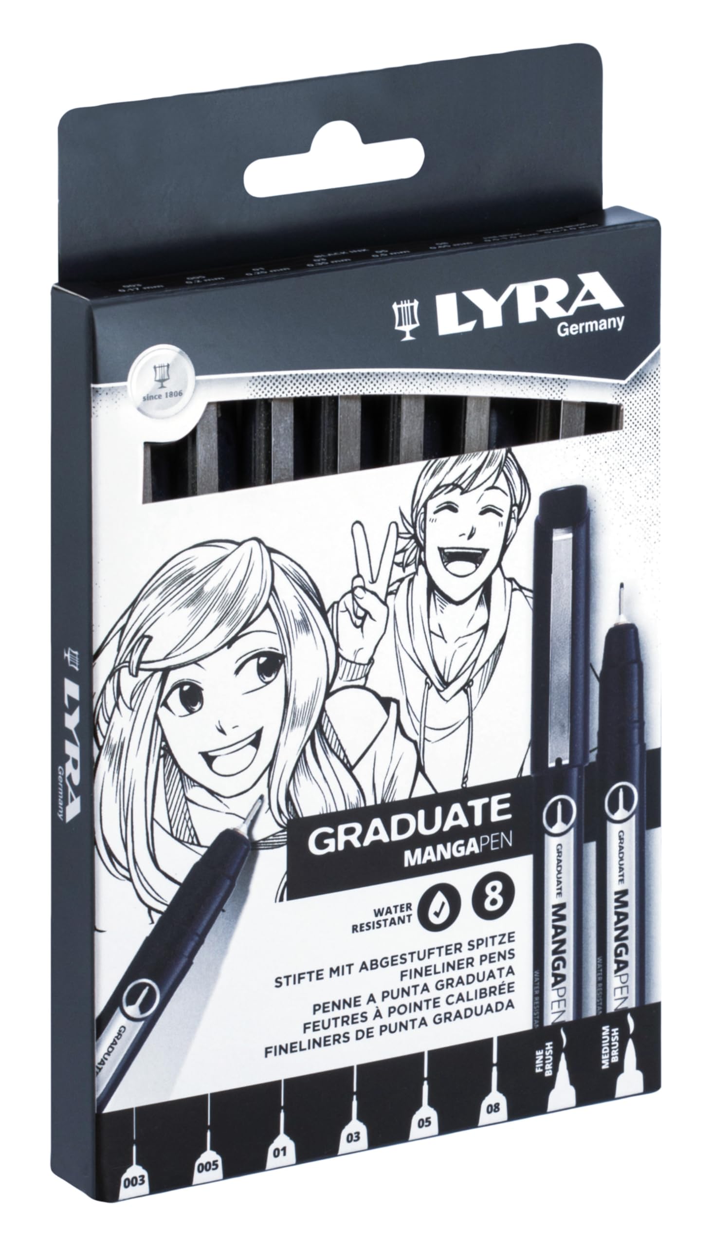 lyra-graduate-mangapen-fineliner-neri-8-pz-0-17-0-65-mm-brush image 6