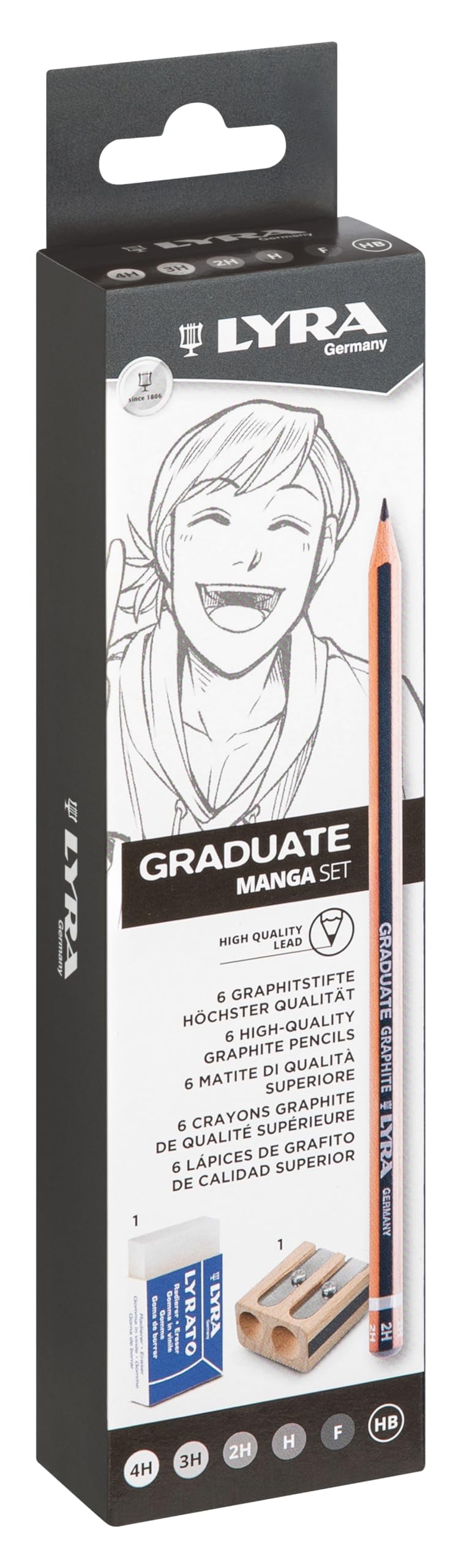 lyra-graduate-graphite-manga-set-8-pezzi-con-matite-temperamatite-e-gomma image 3