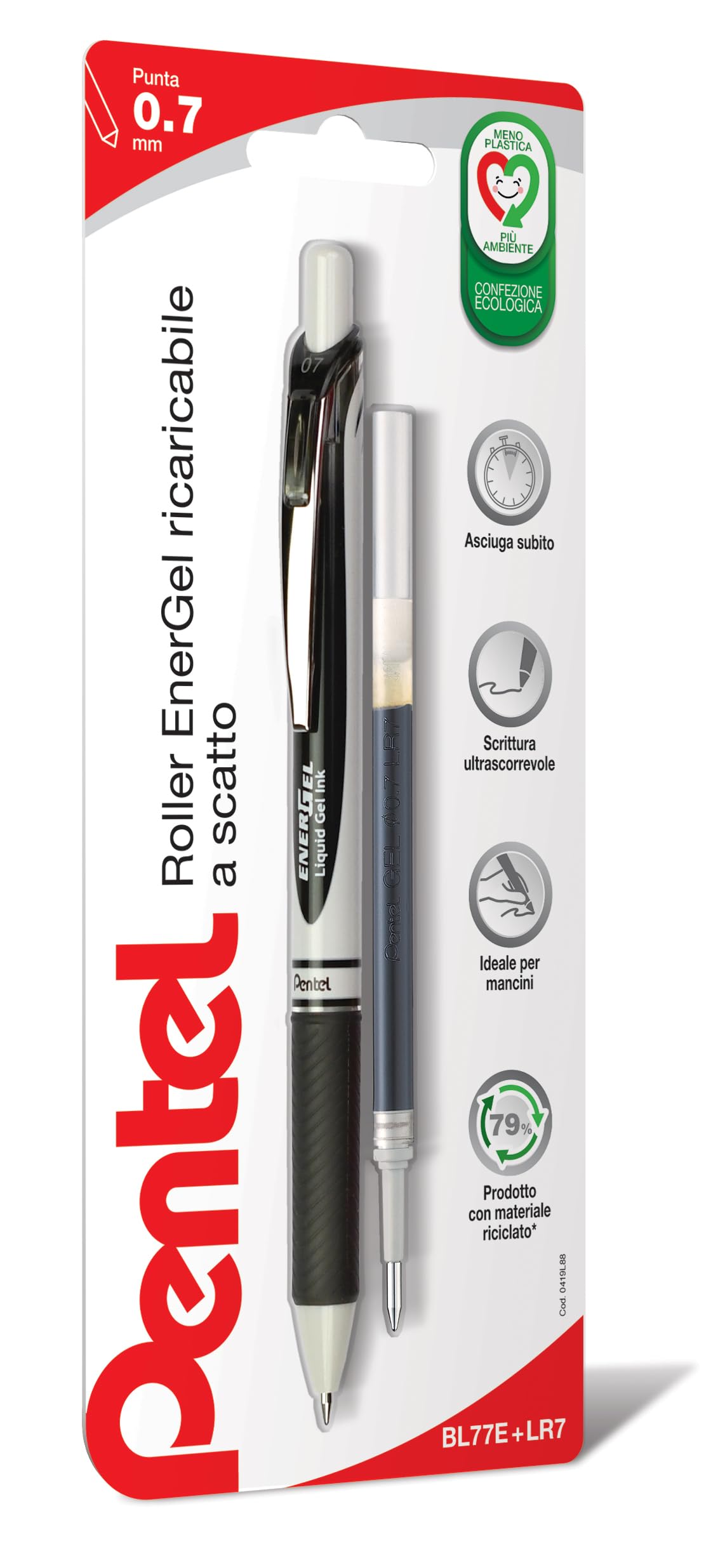 pentel-bl77e-energel-mx-roller-a-scatto-0-7-mm-nero-refill image 2