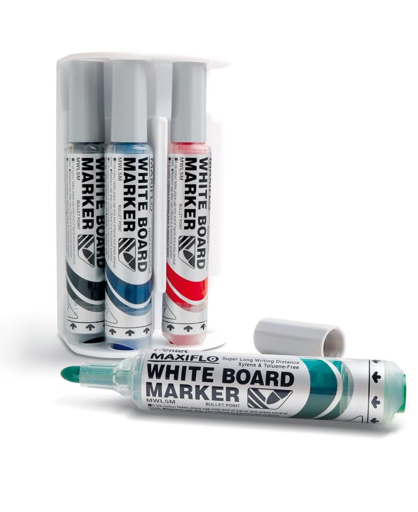 pentel-maxiflo-mwl5m-marcatore-per-lavagne-bianche-punta-6-0-mm-set-4-pezzi-nero image 5