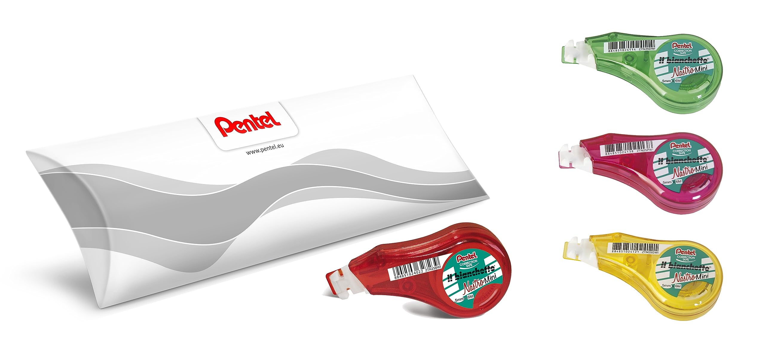 pentel-ztn25-bianchetto-a-nastro-mini-5-0-mm-x-6-m-set-4-pz-colori-assortiti image 1