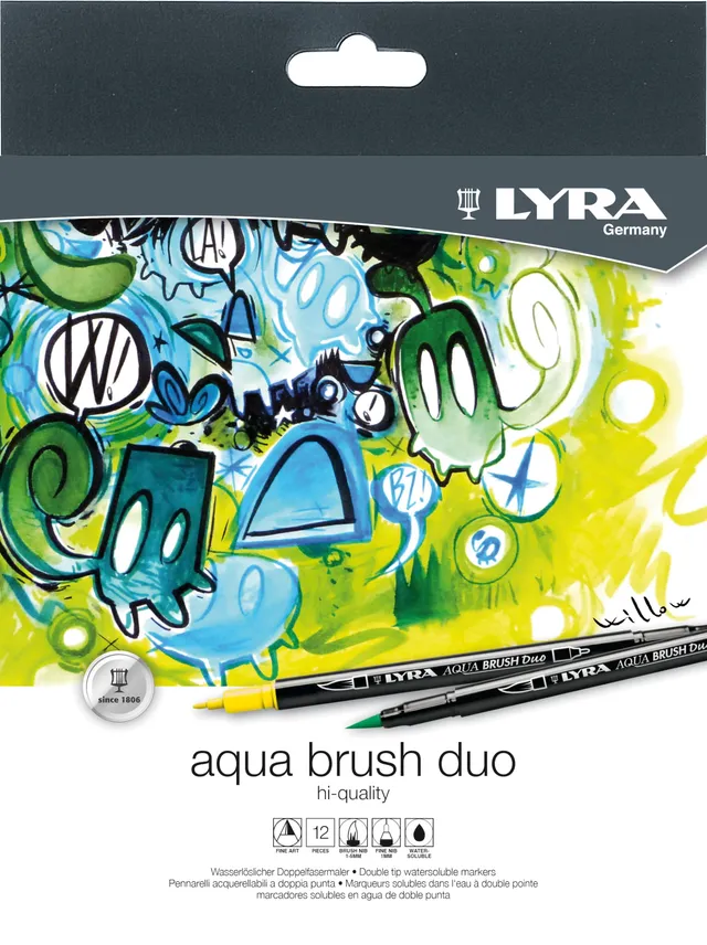 lyra-aqua-brush-duo-set-12-pennarelli-doppia-punta-punta-pennello-e-fine-colori- image 1